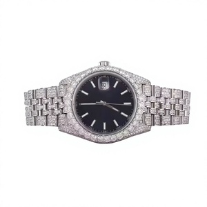 Luxury <b>Diamond</b> Encrusted Stainless Steel <b>Watch</b> 36mm Round Case Analog Quartz Movement Deployment Clasp Unisex - Product Image 1