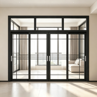 Porte coulissante sur mesure en alliage d'aluminium à cadre fin avec verre trempé cannelé pour balcon, cuisine, salon, villa