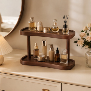 Cosmetic <b>storage</b> rack, desktop perfume and lipstick <b>storage</b> box, solid wood entryway <b>dressing</b> <b>table</b>, skincare and jewelry - Product Image 2