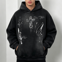 Hoodie Unisex Berat Bahan Polyester/Katun Kasual Oversize Bernapas Desain Saku Solid Streetwear
