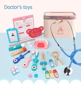 High quality New Product Gift Box children simulation doctor toys set Baby Role Play Medical Box Wooden Educational Toy for kid