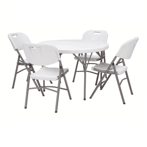 Tables pliantes rondes de 6 pieds en plastique robuste pour banquet de mariage en plein air - Product Image 5