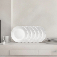 La Opala Diva Classique Collection - Ensemble de 6 assiettes en verre opale |   Boîte à collation blanche unie, idéale pour offrir, compatible micro-ondes