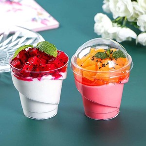 Mini taza de postre personalizada transparente de 140Ml/4,7 oz con tapa, taza de pastel de plástico PS, taza de parfait de plástico de alta calidad para pudín de pastel de <span class=keywords><strong>Mousse</strong></span> - Product Image 1