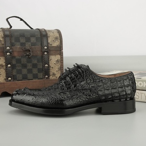 Zapatos clásicos de hombre con cordones, 100% cuero de cocodrilo, lujosos, hechos a mano, de diseñador, a la moda, para boda, con punta. - Product Image 3