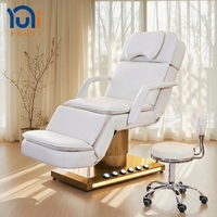 Table de massage esthétique tendance avec lumière LED, lit de beauté électrique réglable en hauteur pour salon de beauté et spa médical