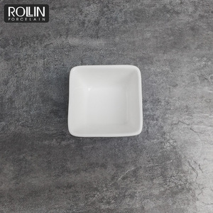 Plato para Salsas Cuadrado Pequeño y Profundo de Porcelana Blanca para Catering, Venta al Por Mayor - Product Image 3
