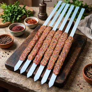 Brochettes de barbecue modernes en acier inoxydable de qualité supérieure, choix du chef, manches en bois, faciles à nettoyer, tailles personnalisées, kit de 6 à 8 - Product Image 3