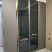 Armoire avec porte en verre, style moderne, chambre principale, or, brun foncé, Art déco, marbre, rustique