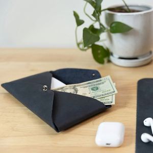 Personalized PU Leather Envelope Cash Pouch Bag Long Document <b>File</b> <b>Organizer</b> Unisex Coin Purse Card Holder Button Portable - Product Image 3
