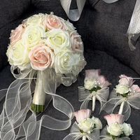 Buket Pengantin Minimalis Vintage Bunga Mawar Buatan, Hadiah Pertunangan & Perlengkapan Foto