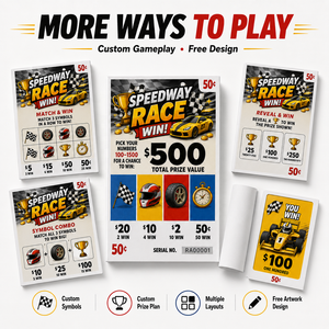 Free Design Custom Print Traffic Jam Theme Double Sided Variable Data Pull Tab Tickets Instant Prize Break Open Tickets - Product Image 5