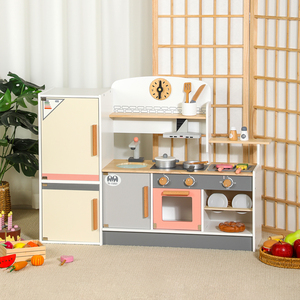 Cuisine en bois et jouets alimentaires réfrigérateur Simulation hotte poêle et lavabo pour jeu de rôle maison de poupée - Product Image 2