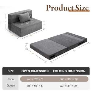 Canapé-<span class=keywords><strong>lit</strong></span> convertible moderne et confortable, extensible, abordable, rétractable, pour chambre à coucher - Product Image 2