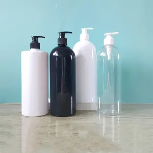 1000ml Emulsion Press Thread Pump Bottle Large Capacity Shampoo Flat Shoulder Bath Lotion PET Packaging Bottle