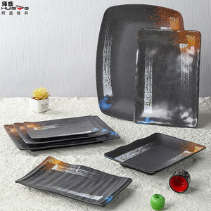 <b>Melamine</b> imitation porcelain Japanese-style long rectangular hot pot <b>plate</b>, creative commercial plastic square <b>plate</b> for hot - Product Image 2