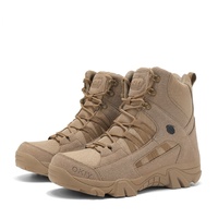 Bottes de randonnée montantes tactiques d'extérieur pour homme / Chaussures de camping grande taille respirantes unisexe pour l'été en cuir véritable