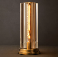 Lampe de table en verre cristal K9, lampes de bureau en laiton massif, éclairage vintage cylindrique pour intérieur, bureau, maison, hôtel, style américain