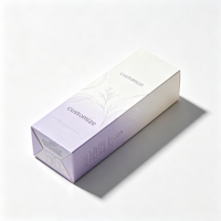 Boîte pliante large personnalisée avec logo, dégradé blanc lavande, pour ensemble de soins de la peau, imprimé vague botanique, emballage cosmétique en gros