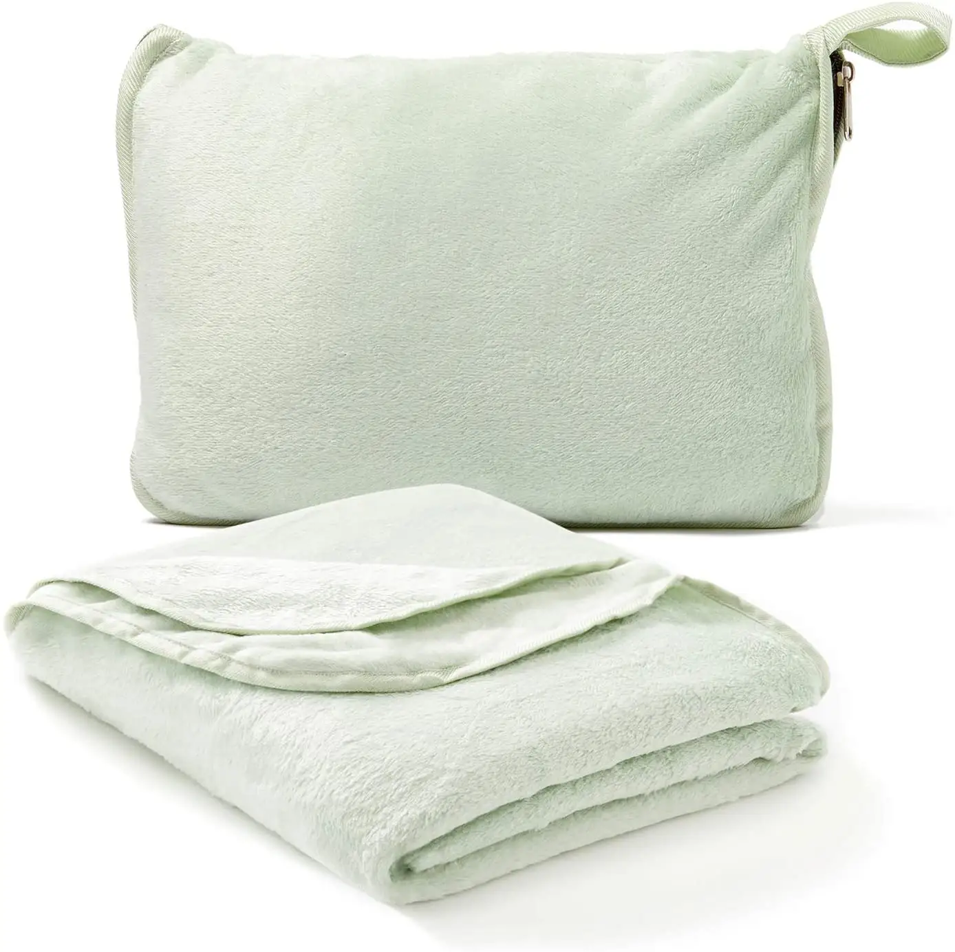 Grosir selimut dan bantal perjalanan bulu flanel kustom ringan selimut perjalanan 4 dalam 1 dapat dilipat portabel dalam kantong