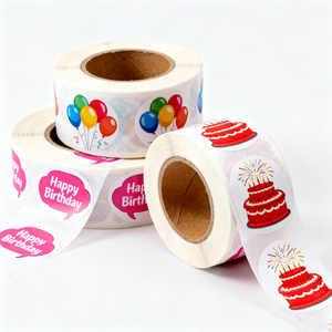 Rotoli di <span class=keywords><strong>etichette</strong></span> autoadesive impermeabili resistenti UV compleanno adesivi personalizzabili <span class=keywords><strong>per</strong></span> biglietti d'auguri - Product Image 1