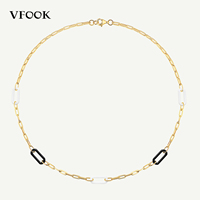 Collier VFOOK en argent 925 léger et hypoallergénique, avec chaîne empilable en céramique bicolore, pour femmes, style décontracté ou professionnel