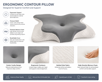 Oreiller cervical ergonomique en mousse à mémoire de forme avec soutien profilé pour le cou et les épaules, idéal pour les dormeurs sur le dos, sur le côté et sur le ventre