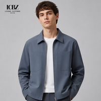 Veste d'affaires pour homme, col pointu, fermeture éclair sur le devant, couleur unie, minimaliste, automne, décontractée, sur mesure, OEM