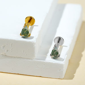 Rechtstreeks van de fabrikant ASTM F136 Titanium 16G Intern Gedraaide Parelmoer Agaat Labret Stud Oorring van Natuurlijke Steen Helix Tragus Piercing - Product Image 3