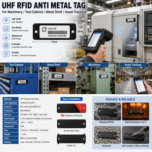 Passive UHF <b>RFID</b> Anti Metal Tag <b>Label</b> Waterproof <b>Printable</b> for Machinery Tool Cabinet and Fixed Asset Tracking - Product Image 3