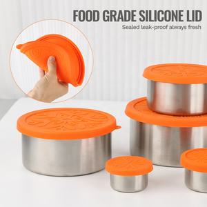 Gloway制造商Oem可堆叠防漏迷你零食容器不锈钢食品容器饭盒带硅胶盖 - Product Image 5