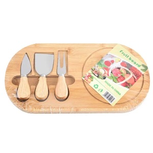 Bamboo <b>Cheese</b> <b>Knife</b> <b>Set</b> With Cutting Board Creative Platter For Home Use Solid Wood Tray Minimalist Style - Product Image 2