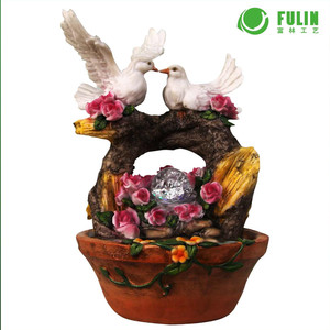 <span class=keywords><strong>Fontaine</strong></span> d'eau lumineuse d'intérieur Art Déco en résine, colibris en mouvement, étanche, pour la maison et le jardin - Product Image 1