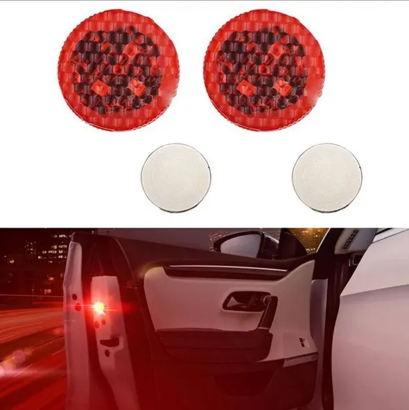 Nicro-lampe Led ronde anti-collision, facile à installer, d'avertissement pour porte de voitures, avec clignotants rouges, appareil d'avertissement, vente en gros