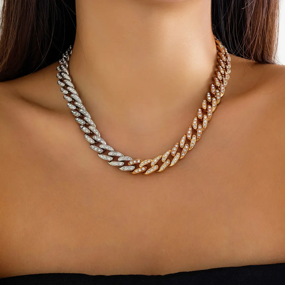 Hip Hop Choker Necklace Unisex Jewelry Vintage Punk Cuban Chains Necklaces Women Cuban Link Chain For Women Collar cubano