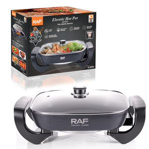 <span class=keywords><strong>Olla</strong></span> Eléctrica RAF de 1000W con Superficie Antiadherente, Amplia Área de Calentamiento, Asas Laterales Resistentes y Tapa Transparente para Comidas Familiares - Product Image 4