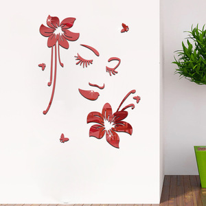 <span class=keywords><strong>Romantique</strong></span> Creative 3D Girl Louts Miroir Acrylique <span class=keywords><strong>Stickers</strong></span> Muraux Vente Chaude Visage Fleurs Mur Art pour <span class=keywords><strong>Chambre</strong></span> et Salle de Beauté - Product Image 5