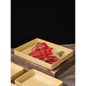 Bandejas de servir cuadradas de melamina apilables con diseño acanalado para platos de carne para hot pot y grill, uso en hoteles. - Product Image 4