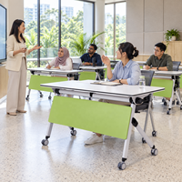 Table de formation mobile à roulettes avec plateau rabattable et design empilable pour bureaux, salles de conférence, salles de classe et espaces de séminaire