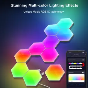 TUYA WIFI APP RGBIC Hexagon LED Smart Wall Lights 10Pack/set Music Sync Works With Alexa Google YANDEX Assistant Gaming Decor