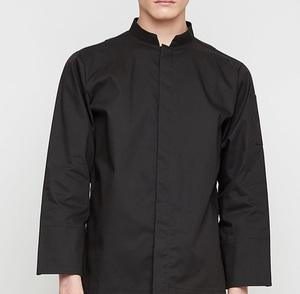 Venta caliente personalizar diseño algodón poliéster Spandex barato Hotel uniformes limpieza trabajadores <span class=keywords><strong>ropa</strong></span> negro Chef chaquetas - Product Image 3