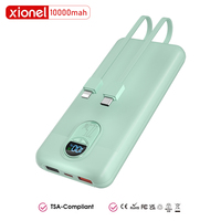 Batterie externe 10000mAh ultra-mince 18,5mm avec 2 câbles intégrés, charge rapide PD20W SCP22.5W, idéale pour les voyages, vente en gros