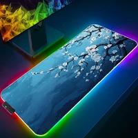 Tapis de Souris LED RGB Paysage Naturel pour Ordinateur, Tapis de Clavier, Tapis de Souris Gamer, Tapis de Bureau Doux, Tapis de Table, Tapis de Bureau