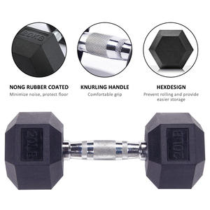 ゴム六角ダンベル5-100LBジム機器重量挙げフィットネストレーニング六角ダンベルセット - Product Image 2