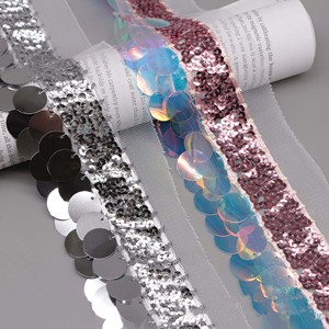 Diy Sewing Dress <strong>Sequined</strong> Lace Tassel Fringe Trims Beaded <strong>Mesh</strong> <strong>Trimming</strong> Fabric for Costume 7cm Wide - Product Image 4