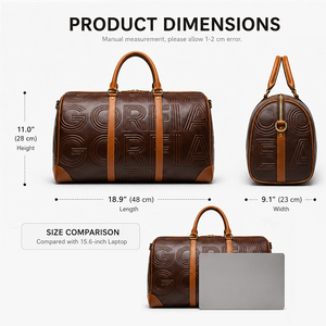 Bolso de Viaje Deportivo de Fin de Semana de Gran Capacidad, de Cuero Vegano con Logotipo de Marca Original en Relieve, de Lujo y Personalizado - Product Image 6