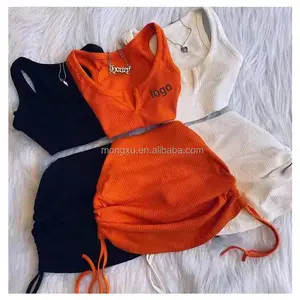 Famosa marca crianças roupas algodão conjunto com nervuras roupas infantis Bordado de luxo meninas saia conjunto roupas menina criança