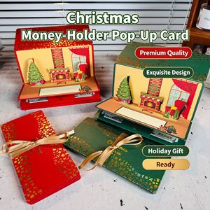 Biglietto d'Auguri 3D Pop-Up con Caminetto e Busta Rossa per Capodanno e Natale, Design Traforato al Laser per Benedizioni e Regali in Contanti - Product Image 1