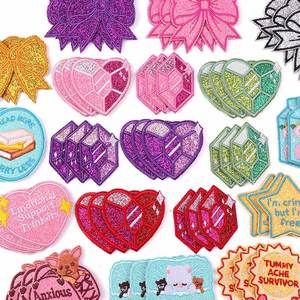 Patch thermocollant 3D brodé à paillettes, motifs Cœur, Étoile, Nœud et Nœud Diamant lumineux, pour la décoration de vêtements et sacs à main, prix de gros - Product Image 5