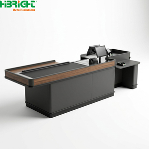 Comptoir de caisse moderne pour supermarché, table de paiement en bois grainé pour magasin - Product Image 1